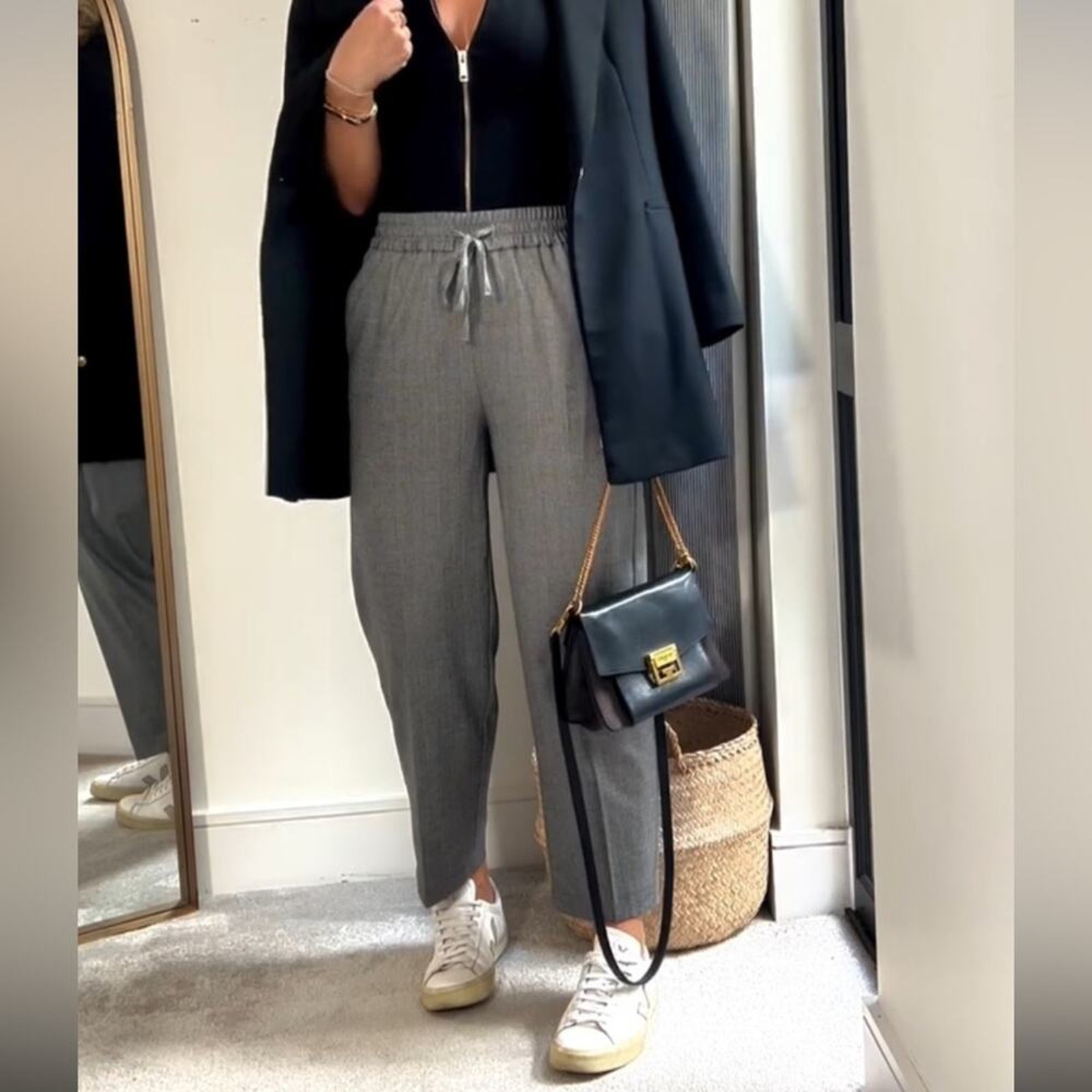 Zara Barrel Fit Elastic Waistband Pants
